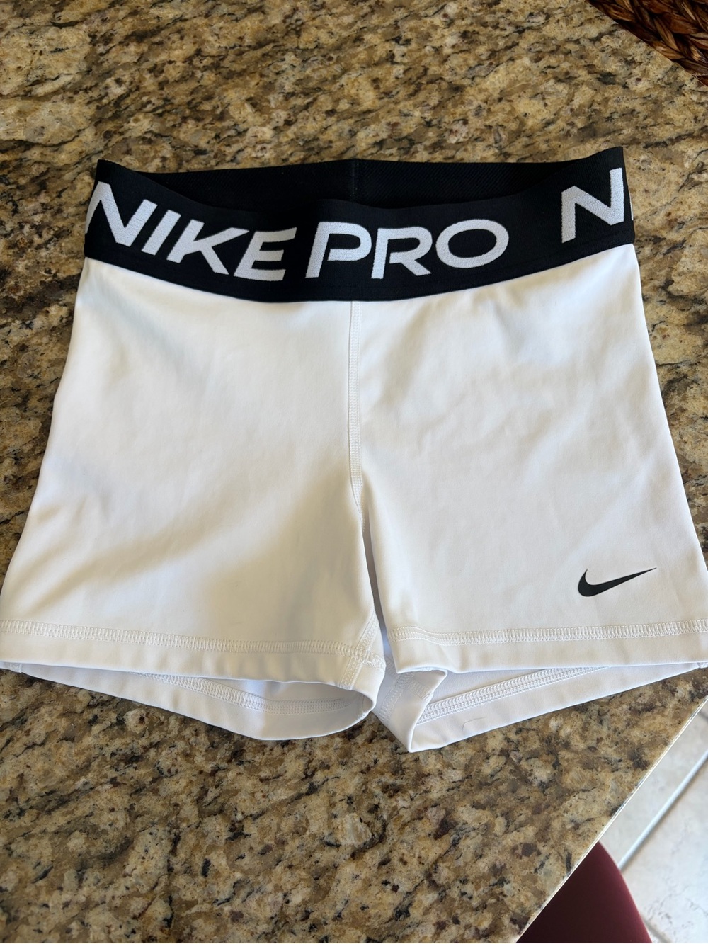 Nike Pro 3 inch White with Black Nike Pro Waistband